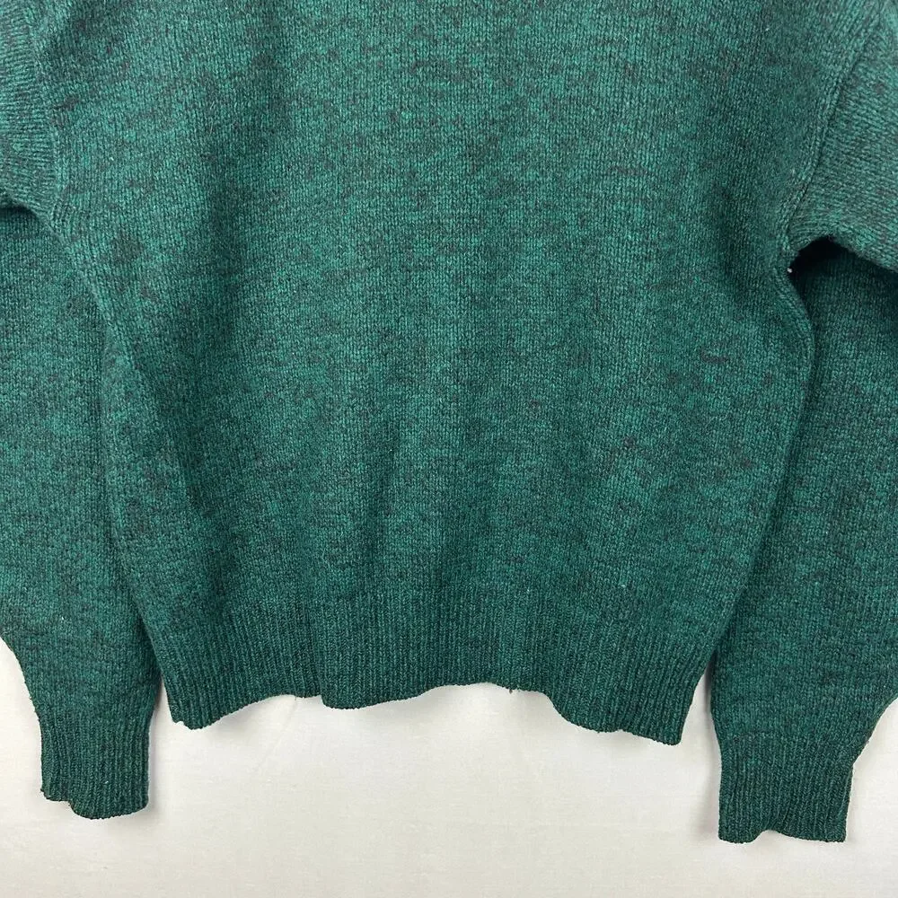 Eddie Bauer Vintage Green Wool Blend Fisherman Sweater Made in USA Men's Size S
